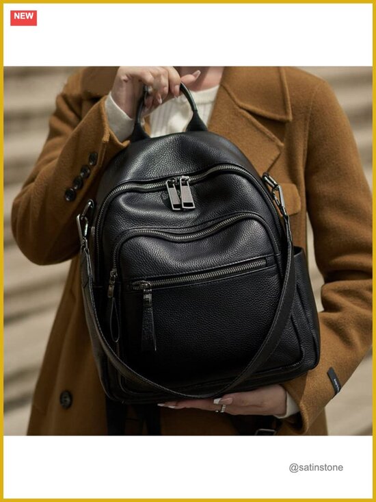 Genuine Leather Backpack Purse, Convertible Shoulder Bag, Anti-Theft Design